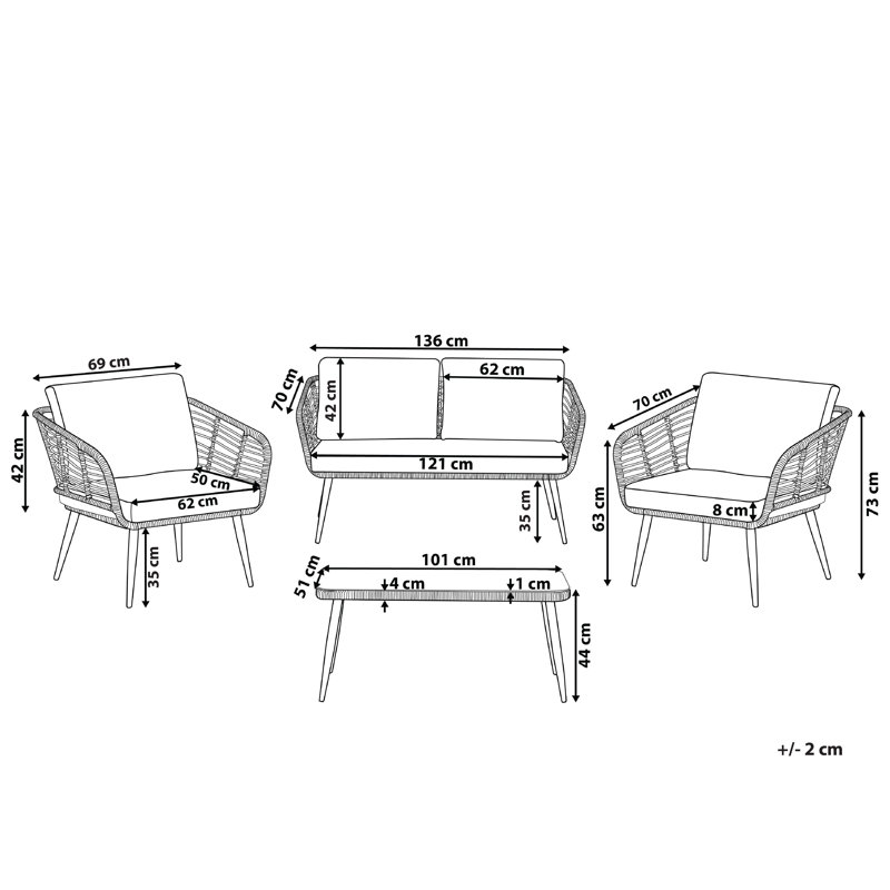 Fembra Rattan 4 - Person Seating Group with Cushions