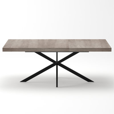 Table de salle à manger rectangulaire de 55,11 po à 70,86 po avec plateau Carole gris avec plaque centrale embossée de même couleur
