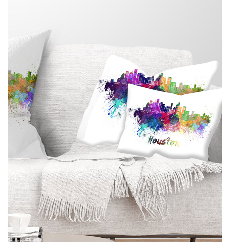 Coussin décoratif Houston Cityline, Rectangulaire, 12 po x 20 po