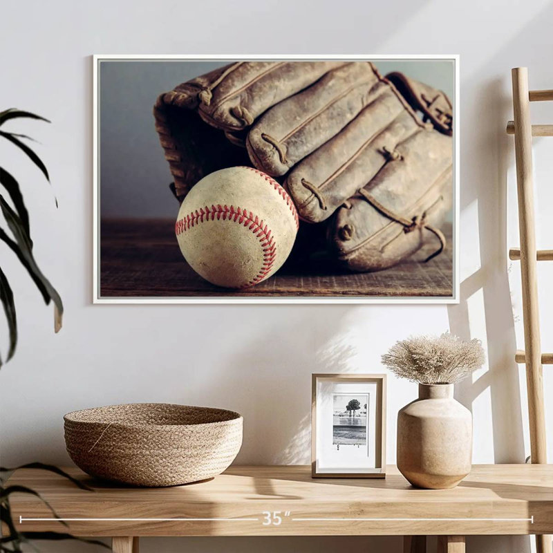 Souvenirs de baseball, Cadre flottant blanc, 25 po x 17 po