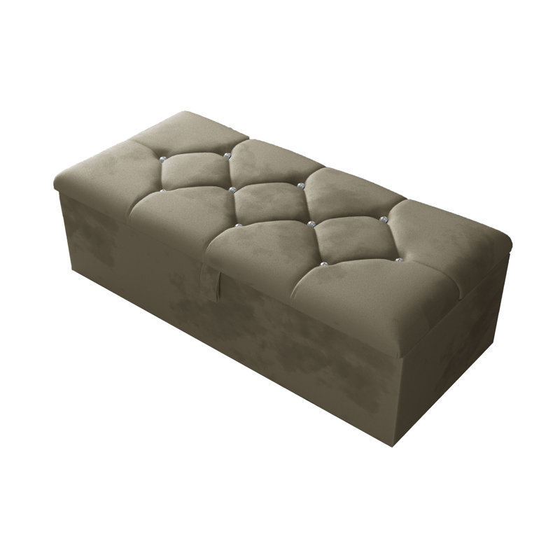 Alax 102cm Wide Rectangle Geometric Standard Ottoman with Storage, Coffee