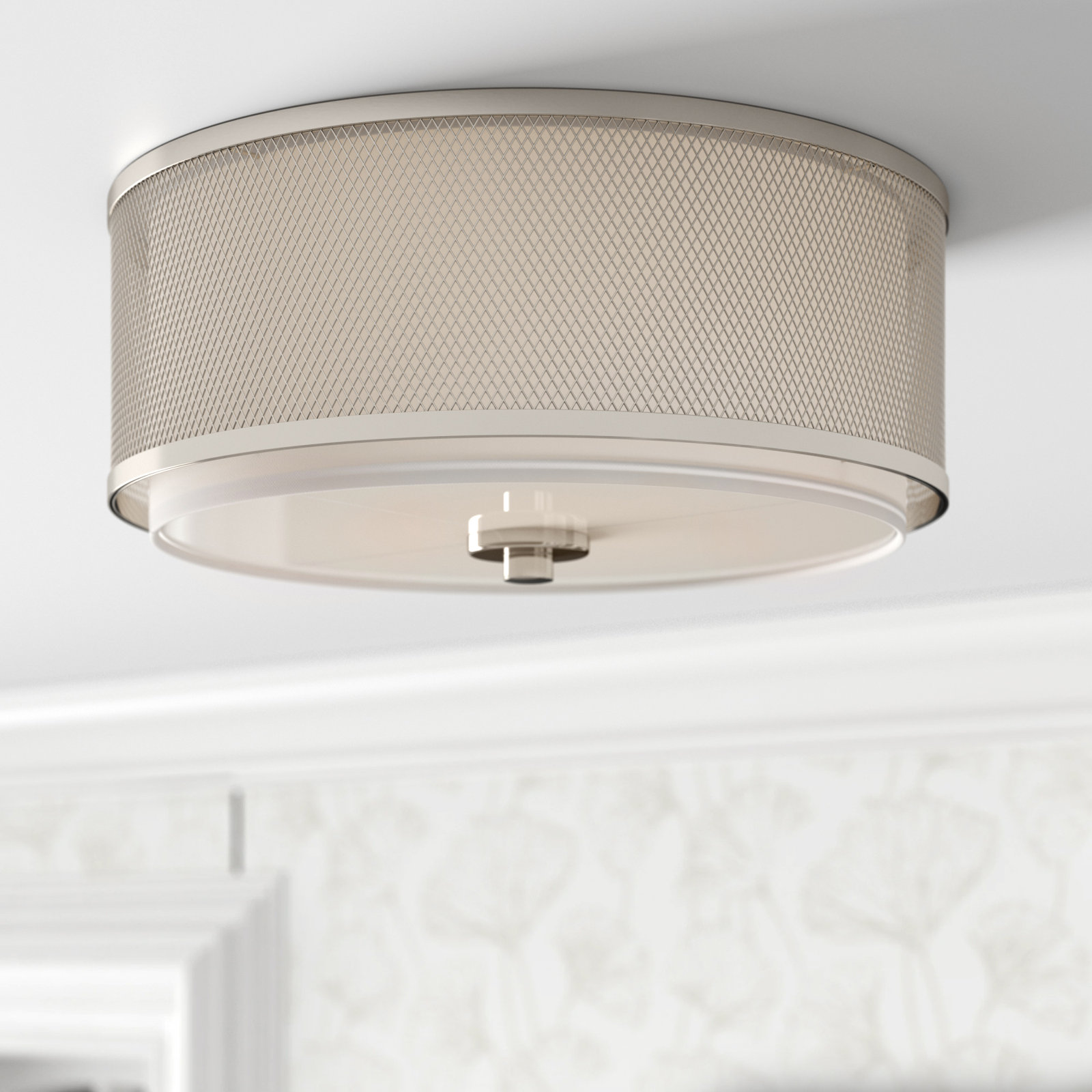 Penn 3-Light Flush Mount, Polished Nickel