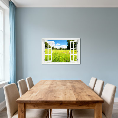 Landscape & Nature Open Window Field Flowers Sky Trees Green Nature View