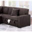 Canapé d'angle convertible moderne 3 pièces avec rangement intégré et lit gigogne, tissu aspect fourrure chocolat, mécanisme, oreiller inclus. Parfait pour le salon. Finition et fibres.