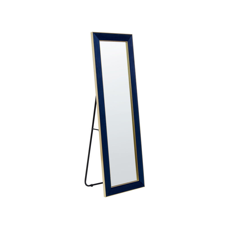 Leolani Flat Leather Floor Mirror, Blue