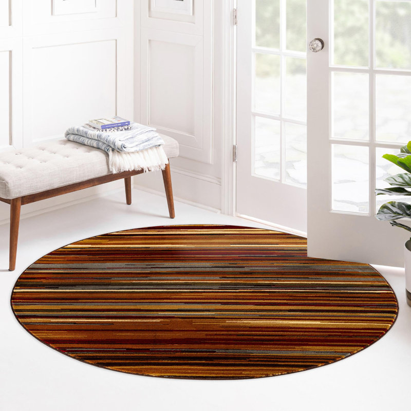 Tapis contemporain à rayures multicolores Baynebridge, Rond 6 pi