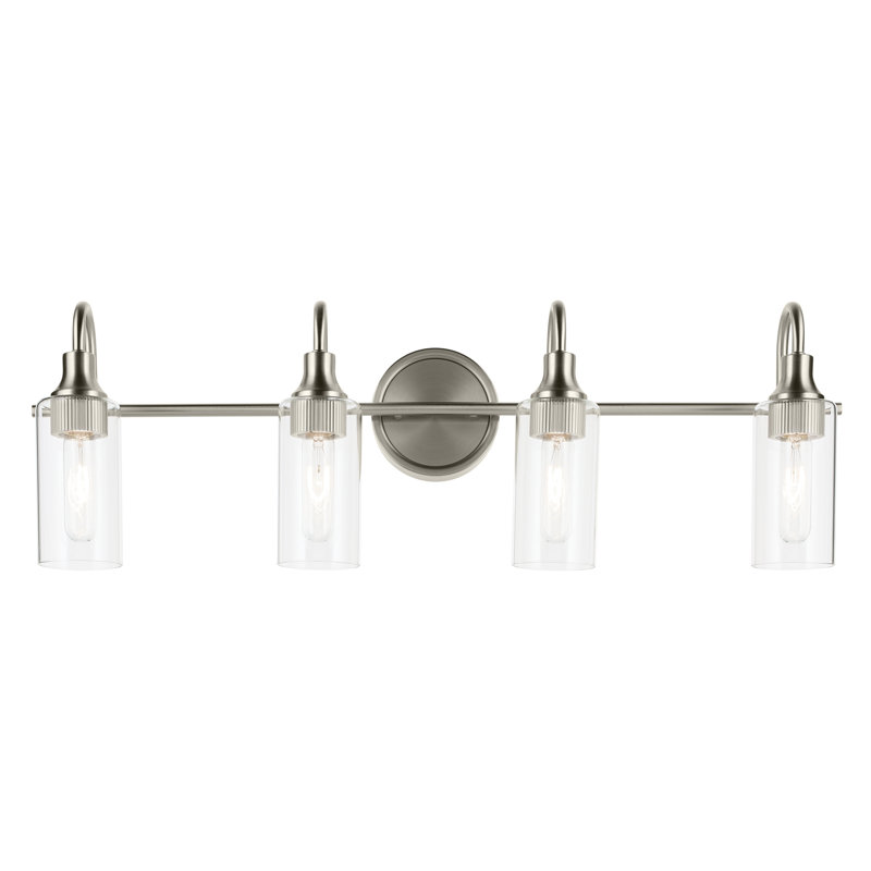 31.5" 4-Light Vanity Light with Clear Glass, Brushed Nickel