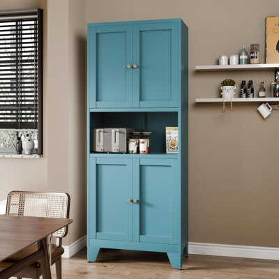 Garde-manger moderne de 69 po de hauteur, armoire de rangement en métal avec tablettes réglables, armoire de rangement avec garde-manger autoportant à 6 niveaux pour la cuisine, la salle à manger, le salon et la salle de bain