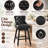 Swivel Bar Stools Set of 2, PU Leather Bar Chairs with Button Tufted Front and Ring Pull Back, 30" Bar Height Stools with Solid Wood Legs for Kitchen Island or Bar, Black-638126408-638126448-638126451