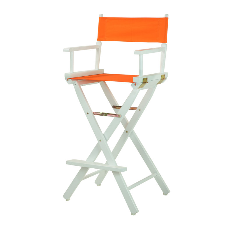 Chaise de réalisateur pliante de 30 po avec toile, Mandarine, Blanc