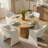 4 - Person Dining Table Sets With Round Table & 4 Upholstered Fabric Chairs-849746793