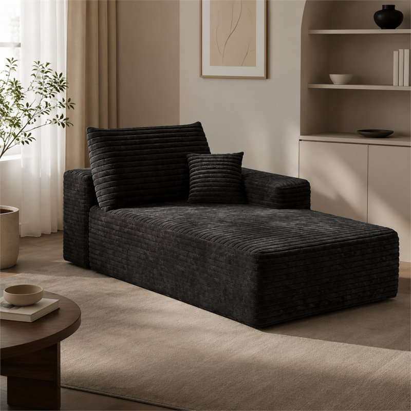 Canapé multifonctionnel noir en tissu hautement élastique et résistant à l'usure avec canapé-lit pliable à droite et rangement pour un usage double dans le salon