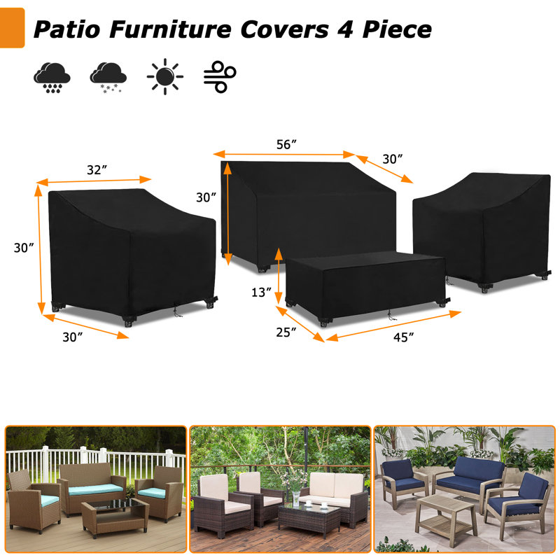 Waterproof Patio Conversation Set Cover, Black, 31" H x 55" W x 30" D