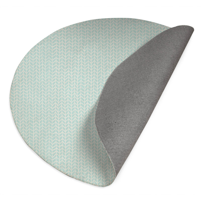 Chevron Feather Non-Slip Outdoor Rug, Round 5'