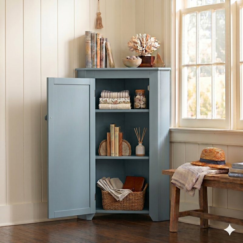 Rowan Corner Cabinet, Antique Blue