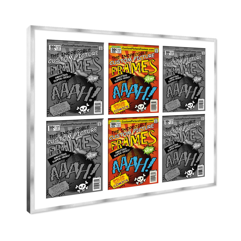 Cadre photo Collage, Argent / blanc, 6,875 po x 10,5 po, 29 po x 26 po