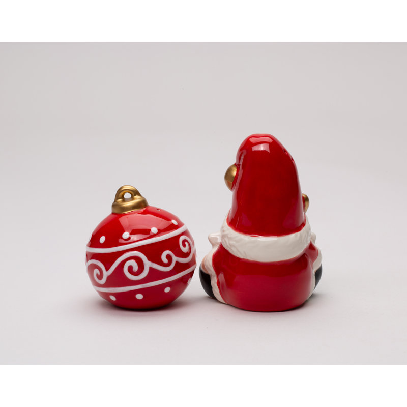 Santa Gnome With Ornament Salt And Pepper