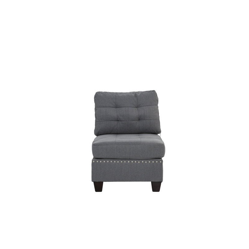 Gray Modular 3Pc Chair With Fabric Cushion & Wood Frame Covering