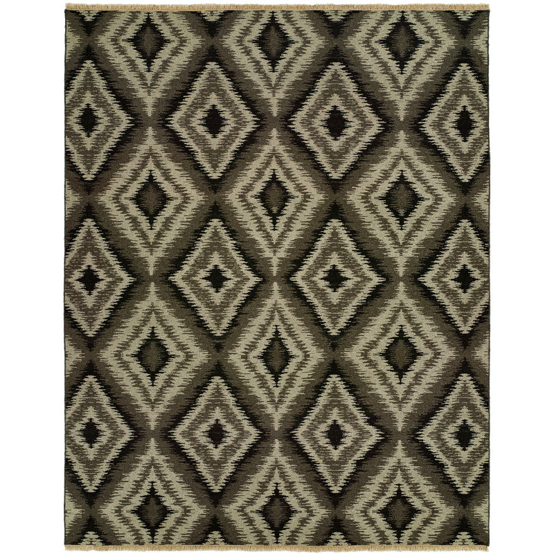 Liya Wool Ikat Area Rug in Gray, Rectangle 2' x 3'