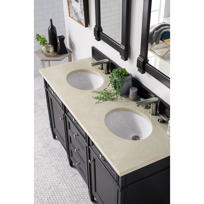 Brittany 60'' W Vanity, Carrara White, Bright White, 8" Widespread