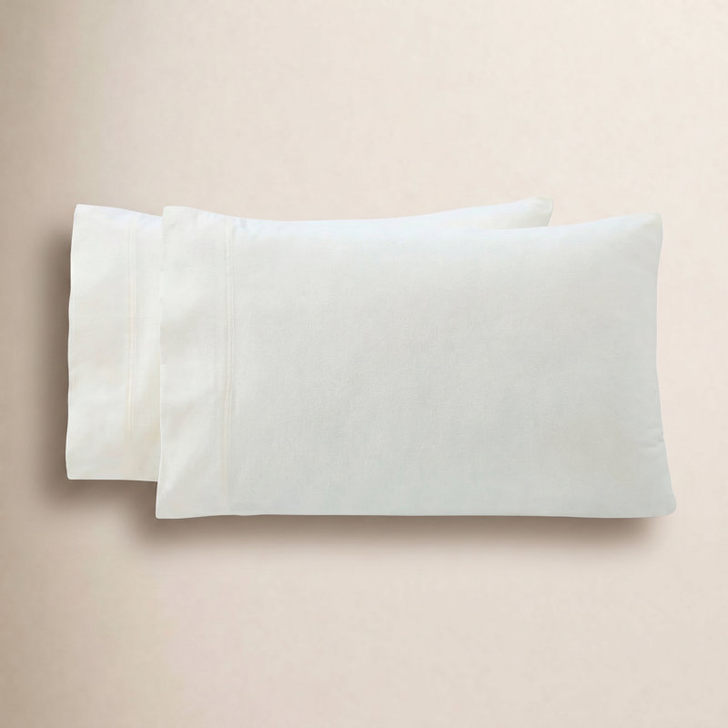 Taies d'oreiller modernes en flanelle de coton Rome, Ivoire, Standard