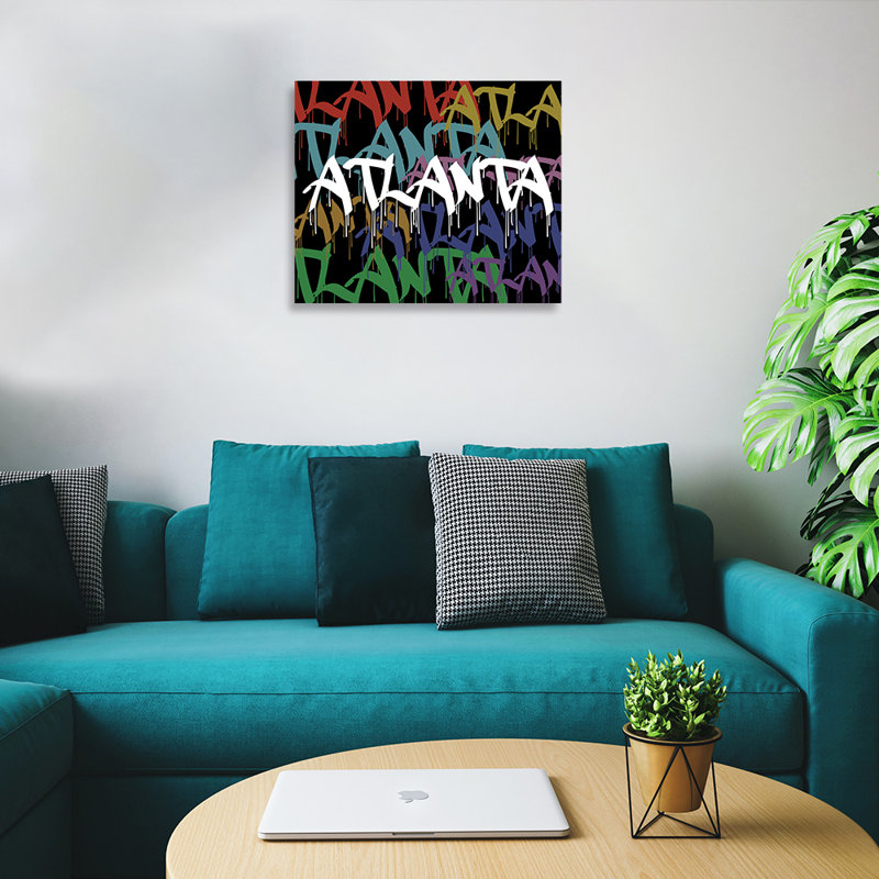 Atlanta, art textuel sur toile graffiti, Géorgie, H 20 po x l 24 po