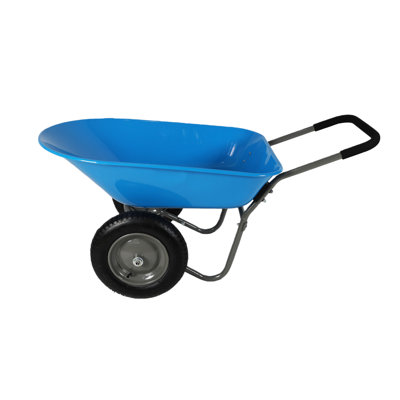 Chariot de jardin à deux roues avec plateau en acier - Roues pneumatiques de 15 pouces, chariot de jardin léger d'une capacité de 300 lb pour le jardinage résidentiel et l'aménagement paysager