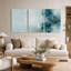 Ensemble de 3 toiles murales abstraites avec des coups de pinceau turquoise et or-1665353393