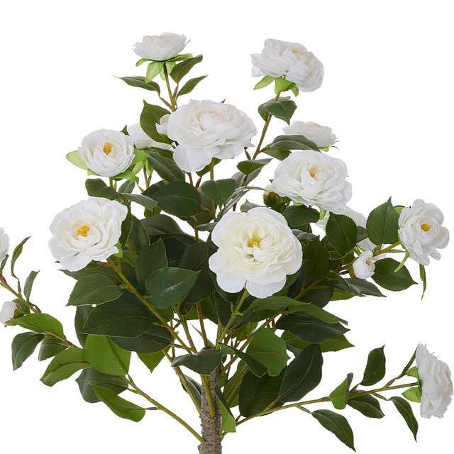 110cm Faux Camellia Tree in Pot, White