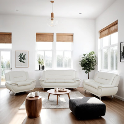 Mynika 3 - Piece Faux Leather Living Room Sofa Set by Ivy Bronx