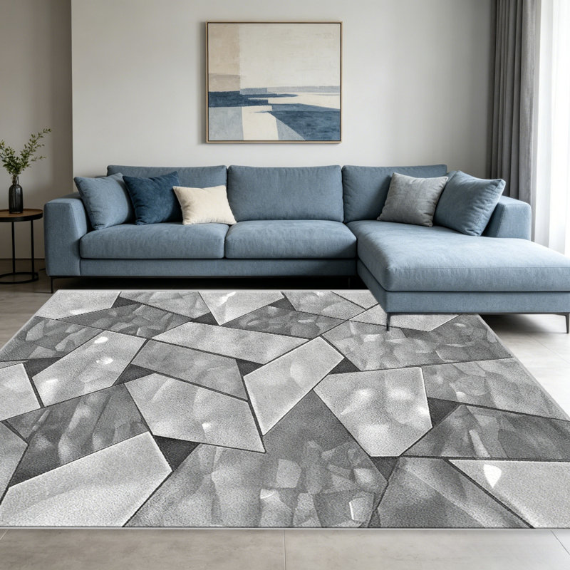 Grey Silver Crystal   area rugs for Living Room, Soft and Comfortable, Suitable for all seasons, easy to maintain, machine washable Indoor floor mat, Under Table Farmhouse suitable for Bedroom, Dining Room, Study,  Balcony, Home Decor Patio