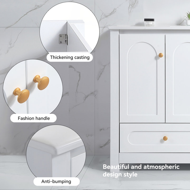 8" White Bathroom Vanity Without Sink, White