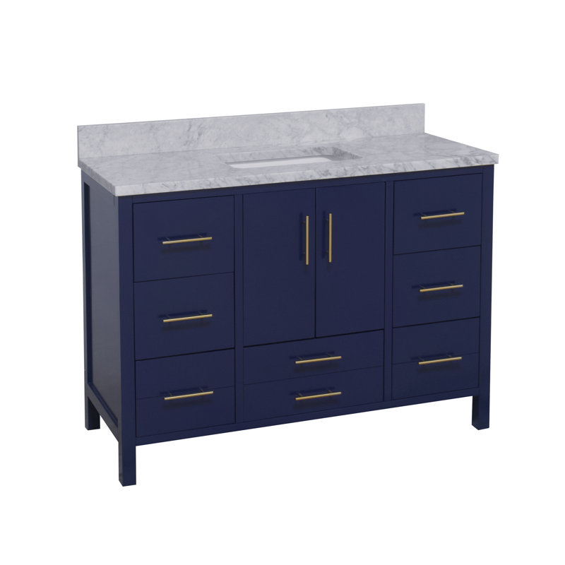 Ensemble de meuble-lavabo simple 48 po Kiara, Marbre, Bleu royal