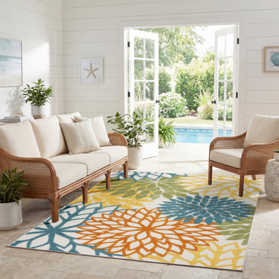 Armone Machine Woven Floral Indoor / Outdoor Area Rug