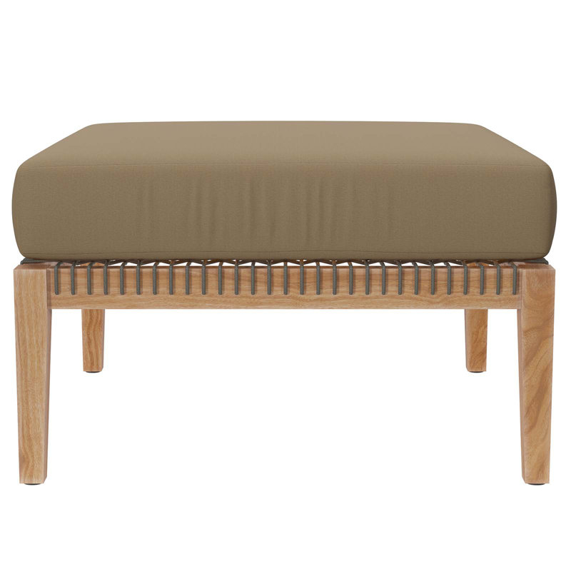 Repose-pieds d'extérieur en bois de teck Clearwater par Modway, Brun clair