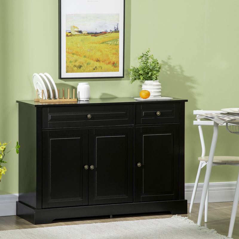 Accent Cabinet with 2 Drawers and Adjustable Shelves, Black