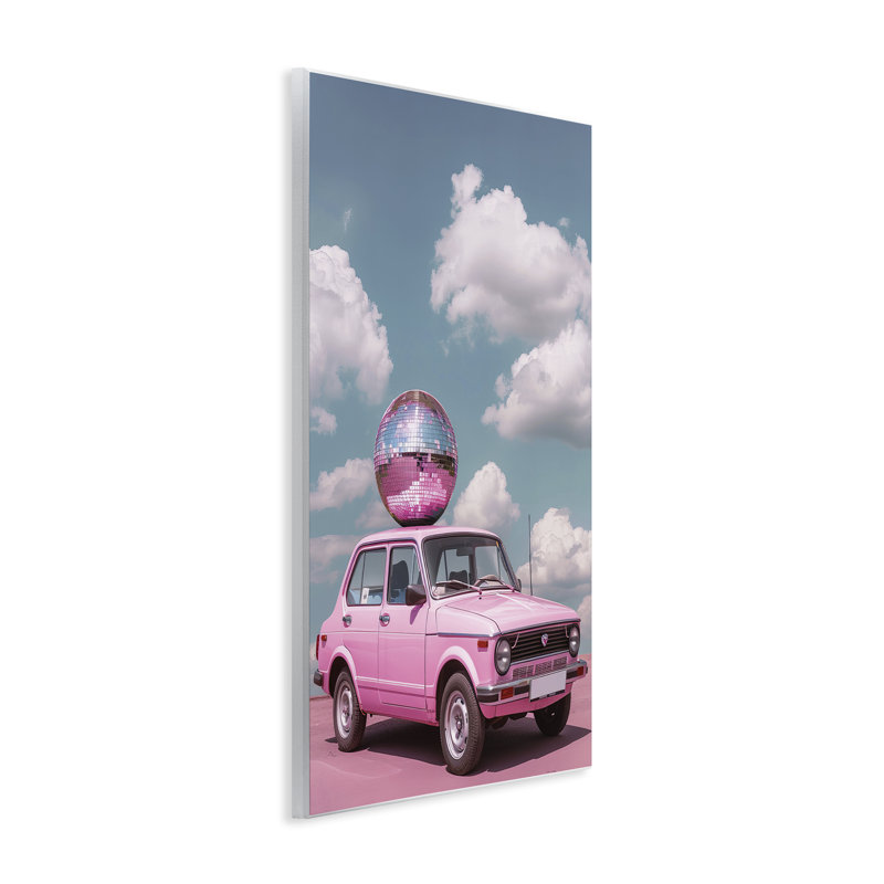 Plaque murale Disco Ball Car & Clouds, design par LSR Design Studio, H 15 po x l 10 po