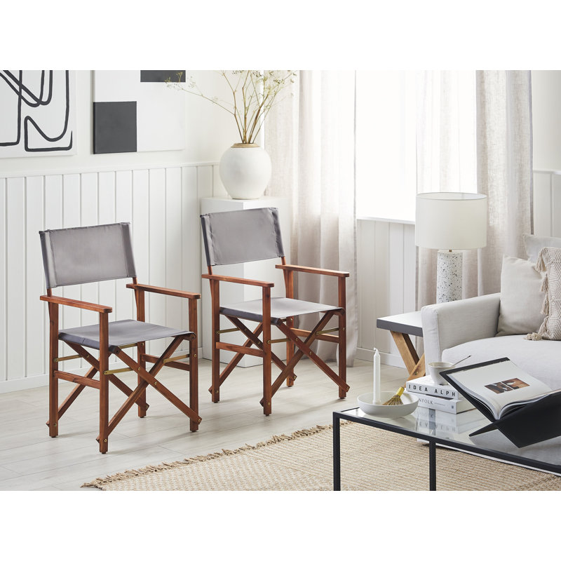 Freeburg Patio Dining Armchair with Cushion, Dark Wood, Grey