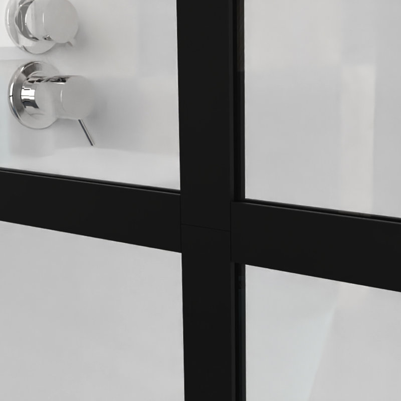 Walk-In 46" X 72" Shower Screen - Black, Tempered Glass With 4 Side Chamfer Black For Glass, Stable Structure