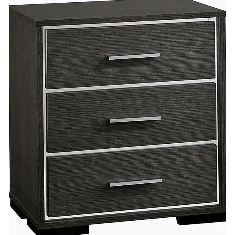 Garniture de table de chevet moderne en bois massif gris chaud 1X