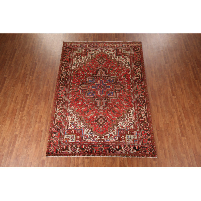Tapis géométrique rouge 7 x 11