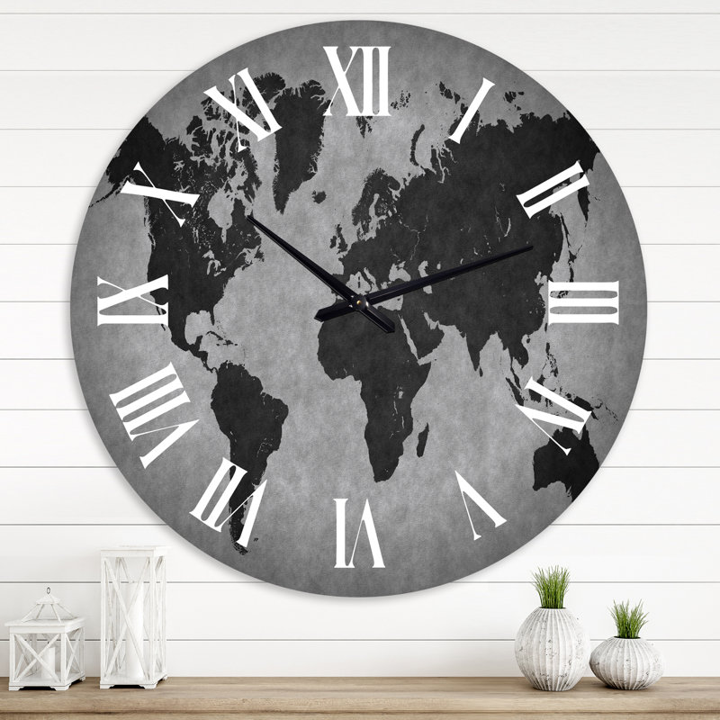 Ancient Map Of The World IX - Vintage Wall Clock, 36" H x 36" W x 1" D