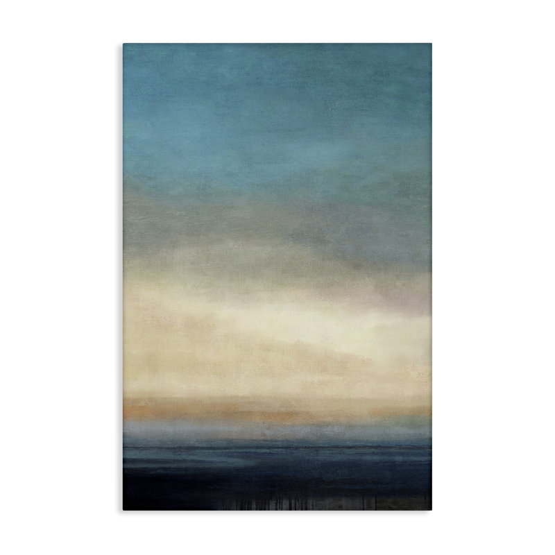 «Deep Blue Ocean», toile abstraite par Suzanne Nicoll, H 45 po x l 30 po