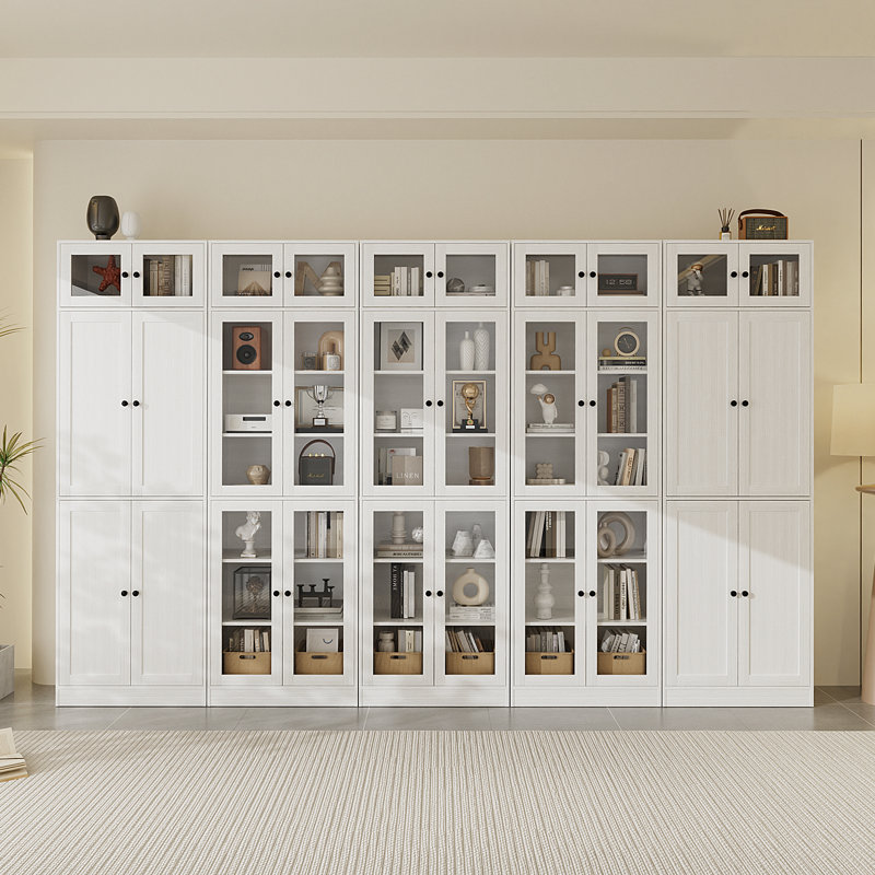 86.7'' H X 118'' W Book Cabinet Storage Bookcase Set, White