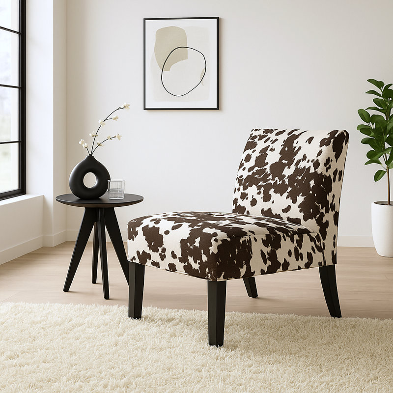 Fauteuil d'appoint rembourré Aerius, Brun / Blanc