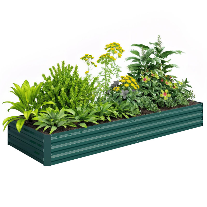Lit de jardin surélevé en métal Evelin, Vert, 1, H 12 po x l 96 po x P 36 po