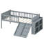Twin Bed Frame with Storage Shelf, Wooden Bed Frame with Slide and Ladder,Platform Twin Size Bed with Guardrail, No Box Spring Needed, Easy Assembly-1833741492