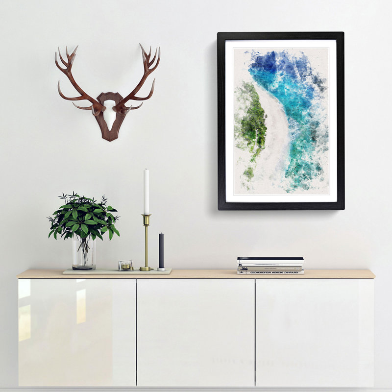 Maldives Paradise Beach - Picture Frame Painting Print, 87cm H x 62cm W x 2cm D, Black Framed