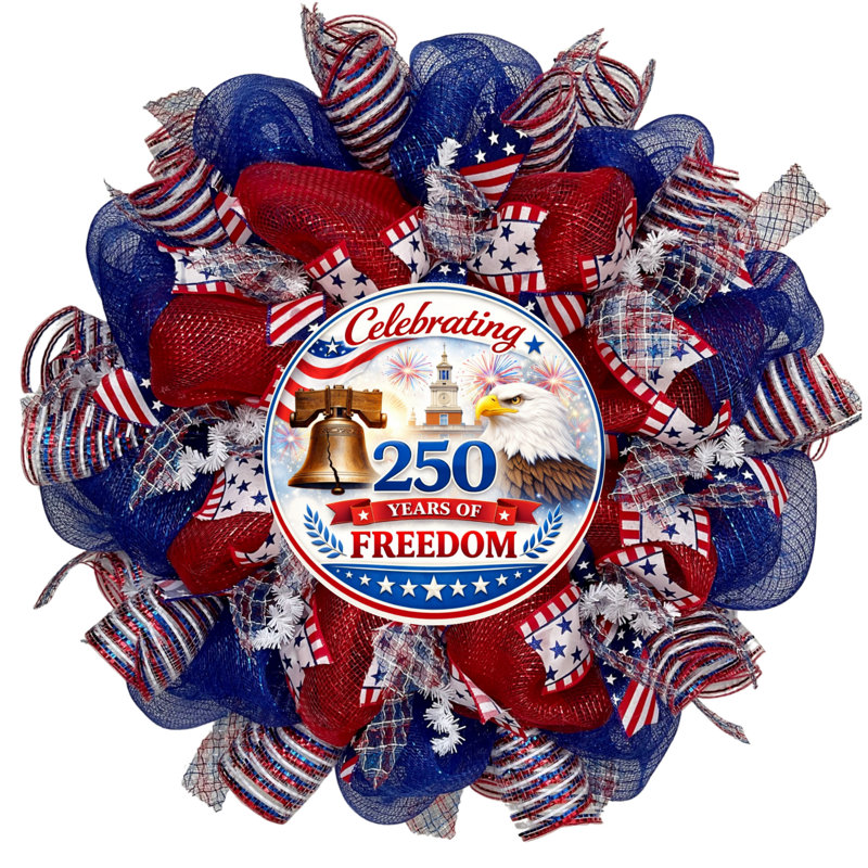 Couronne patriotique célébrant 250 ans de liberté - rouge, blanc et bleu