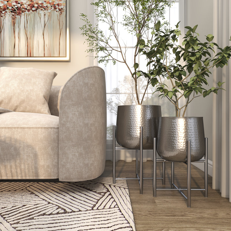 Ensemble de pots à fleurs 2 pièces CosmoLiving par Cosmopolitan, Argent